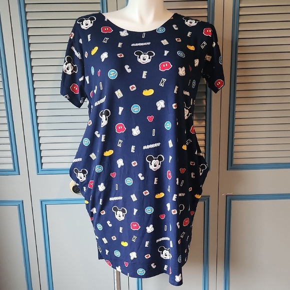 Mickey Mouse Navy Graphic T-Shirt Dress - Picture 1 of 9